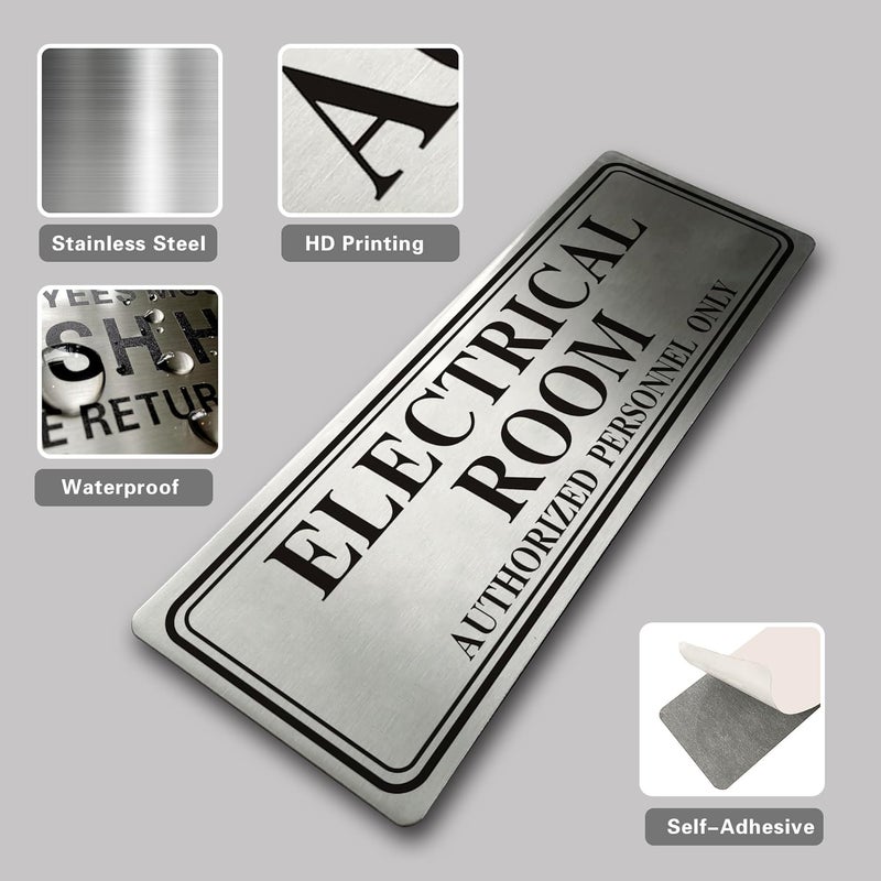 LEMBANG Metal Stainless Steel Authorized Personnel Only Sign，9x3in (Electrical Room) - Image 2